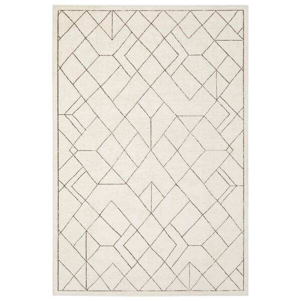 AVERLEY HOME Rayder Ivory/Taupe 7 ft. x 10 ft. Faceted Geometric Polypropylene/Polyester Indoor Area Rug