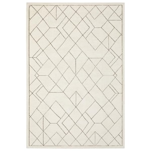 Rayder Ivory/Taupe 10 ft. x 13 ft. Faceted Geometric Polypropylene/Polyester Indoor Area Rug