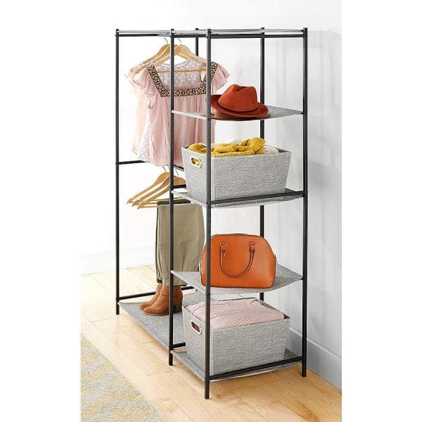 Everbilt Genevieve 4 ft. White Adjustable Closet Organizer Long Hanging Rod  with Shoe Rack 90475 - The Home Depot