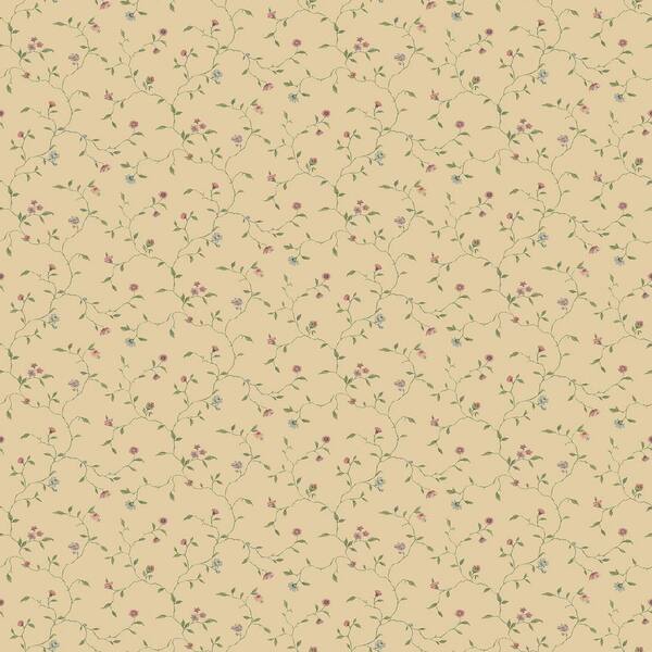 Unbranded Miniatures 2-Red/Green/Blue/Beige Mini Floral Vine Design Matte Finish Non-Pasted Vinyl Non-Woven Wallpaper Sample