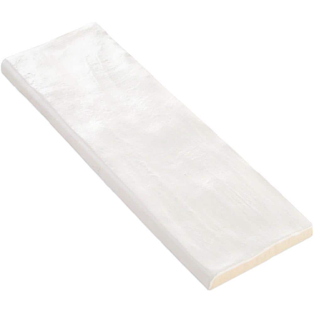 Amagansett White Ceramic Bullnose Tile Trim, 2x8