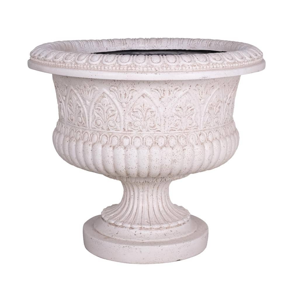 MPG 22 in. L x 22 in. W x 18.5 in. H Light Aged White Stone Tuscany Urn ...