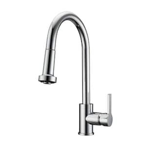 Fairchild Single Handle Deck Mount Gooseneck Pull Down Spray Kitchen Faucet with Lever Handle 2 in Polished Chrome