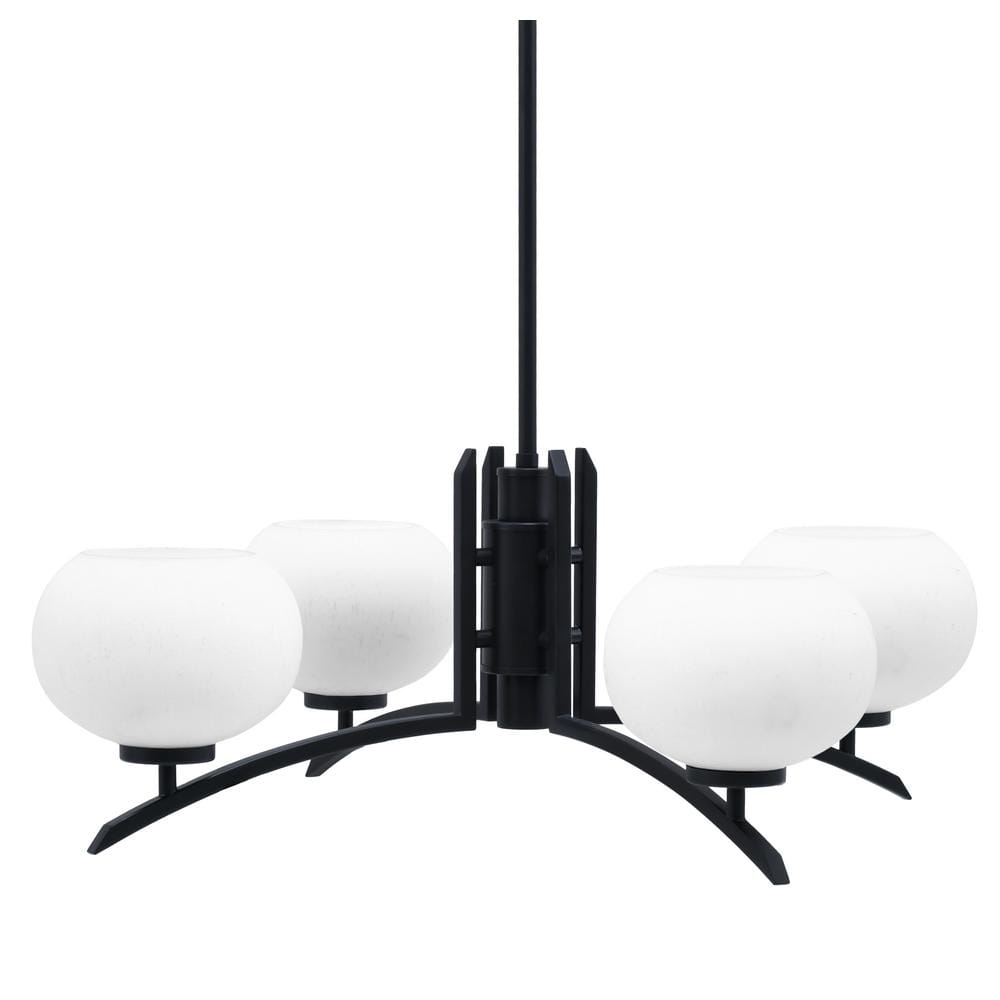 Siena 28.75 in. 4 Light Matte Black Chandelier with White Muslin Glass Shad