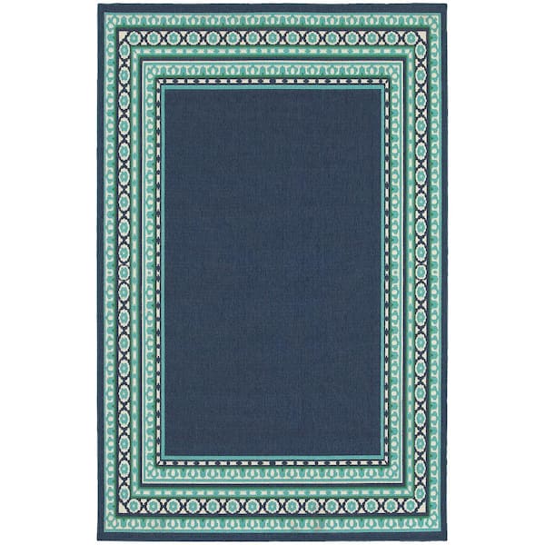 Home Decorators Collection Tonga Navy 8 ft. x 11 ft. Indoor/Outdoor Patio Area Rug