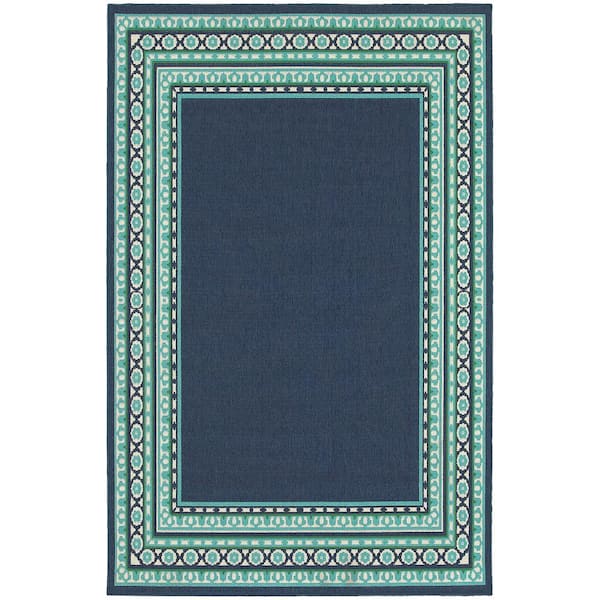 Tonga Navy 8 ft. x 11 ft. Indoor/Outdoor Patio Area Rug