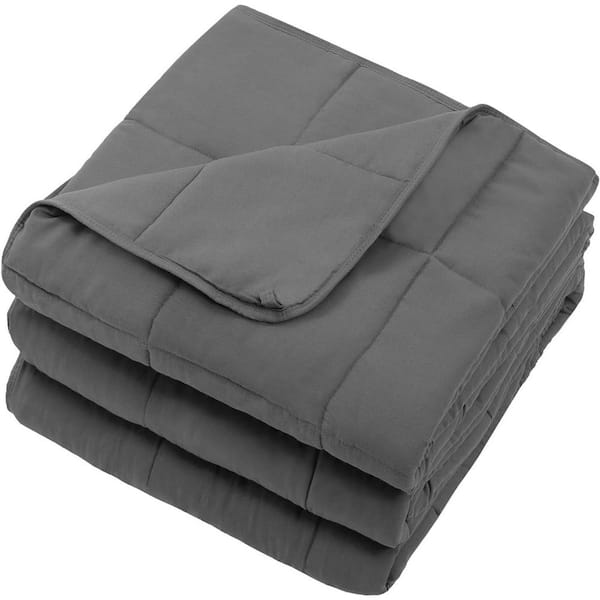 Gray Cooling Heavy Weighted Blanket for Adults, Twin Size, 12lbs, All-Season Comfort Polyester
