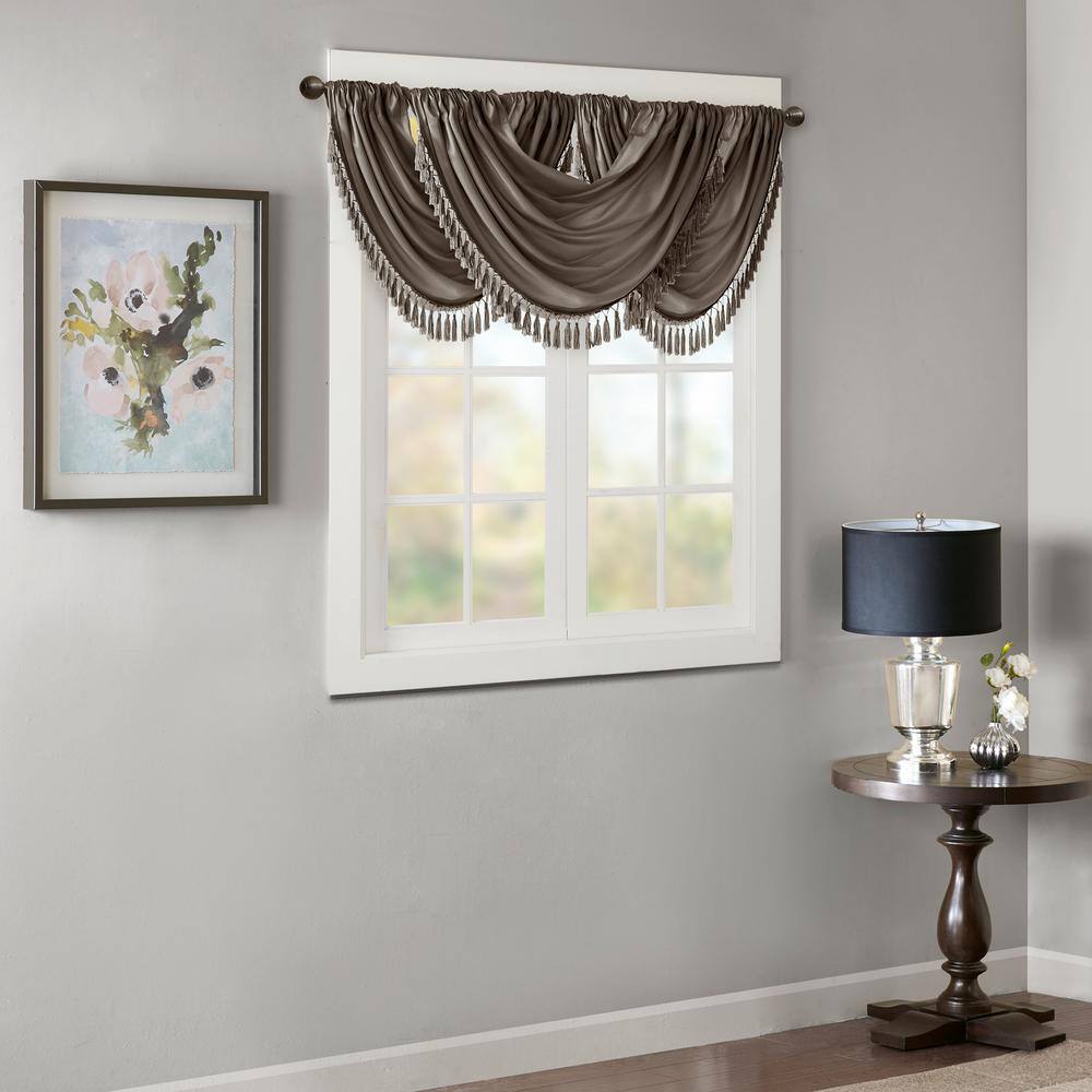 Elena Faux Silk Waterfall Embellished 38'' W Window Valance