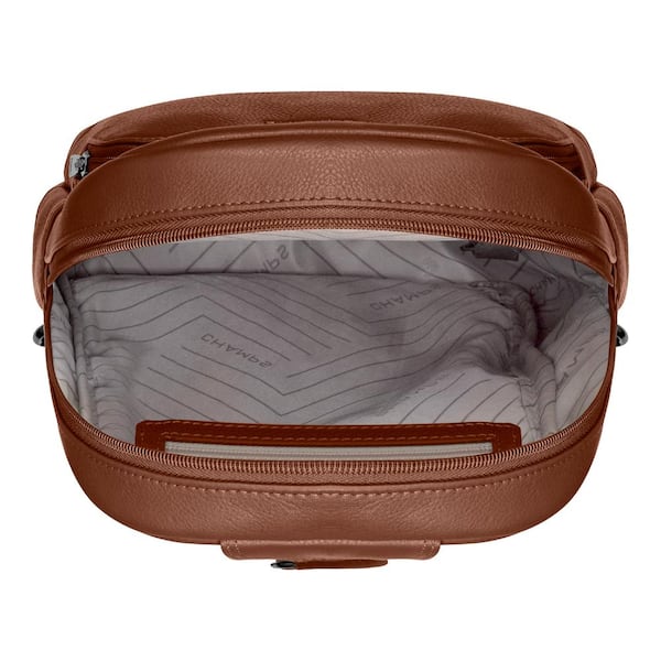 CHAMPS Onyx Collection 7.5 in., Brown Leather Sling Bag