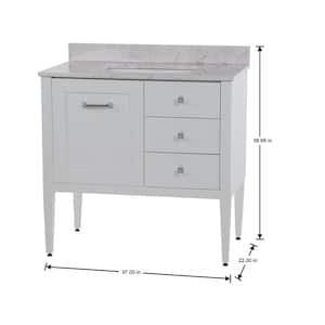 Hensley 37 in. W x 22 in. D Bath Vanity in White with Stone Effects Vanity Top in Lunar with White Sink