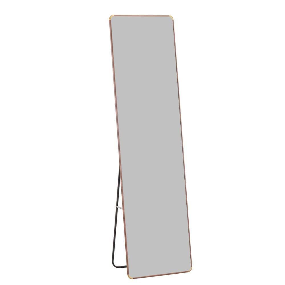 Brown 16.5 in W x 60 in. H Farmhose Rectangle Glass Framed Mirror Wall Mirr