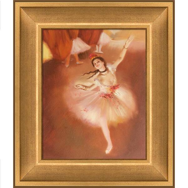 LA PASTICHE Star Dancer (On Stage) by Edgar Degas Muted Gold Glow Framed Abstract Oil Painting Art Print 12 in. x 14 in.