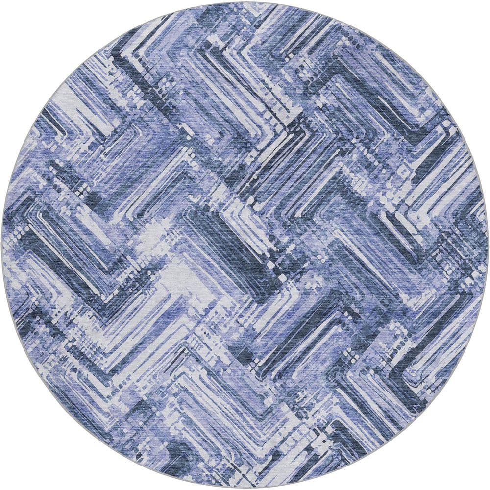 Dream Shag Premium Machine Washable Abstract ADS630 Blue 8 ft. x 8 ft. Round Rug price history on PriceWatchPro