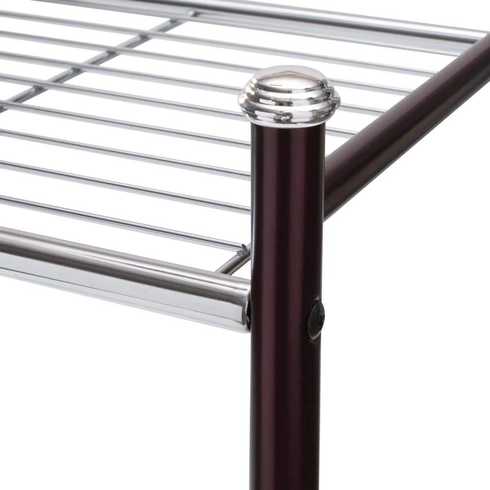 Bronze and Chrome 4-Tier Freestanding Wire Storage Shelf