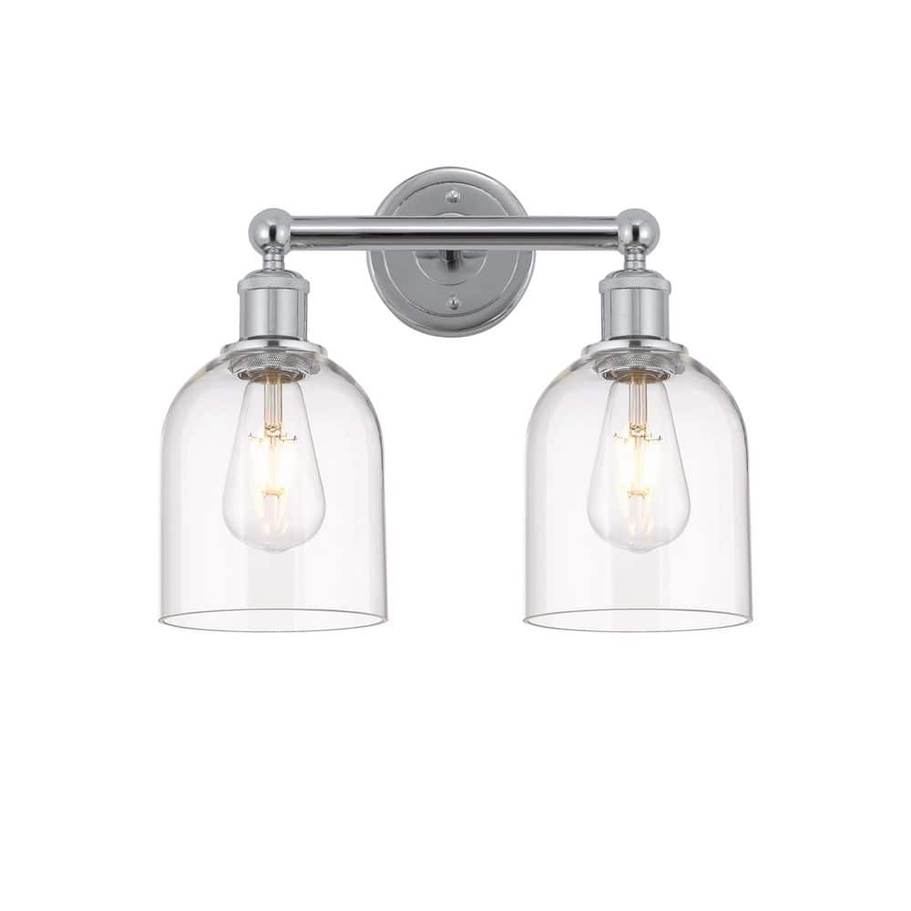 Bella 14.5 in. 2-Light Polished Chrome Vanity Light with Glass Shade price history on PriceWatchPro