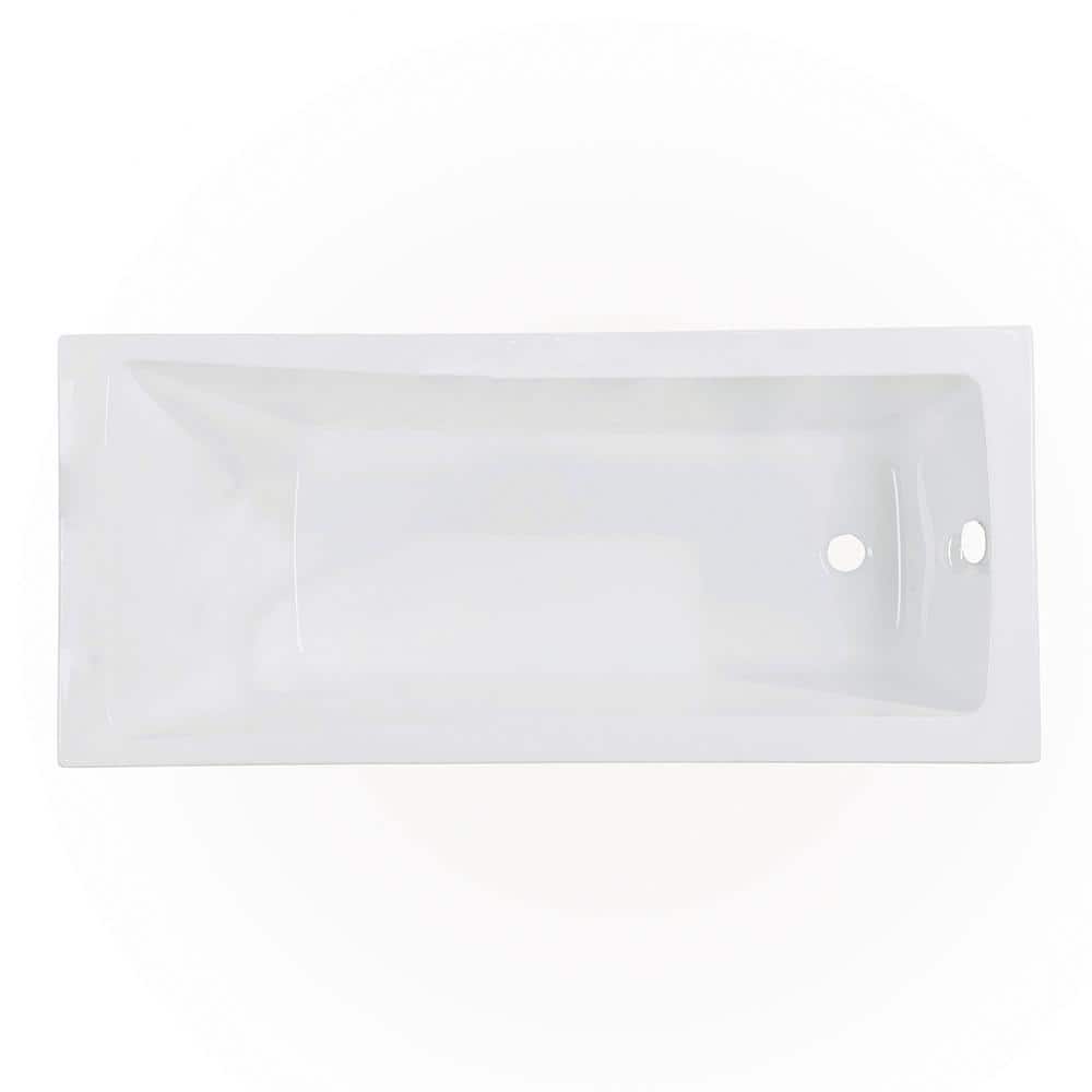 Contemporary 4.9 ft. Acrylic Rectangular Drop-in Front Drain Bathtub in Whi