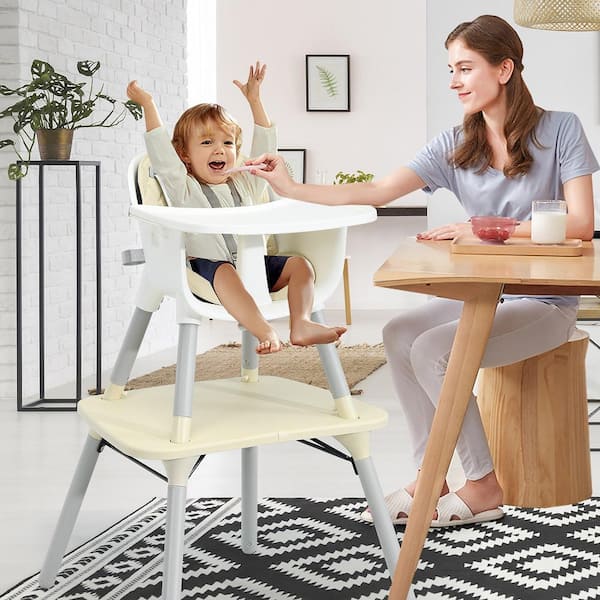 Folding Wood Baby Highchair Infant High Feeding Seat Tray Toddler Table Chair 