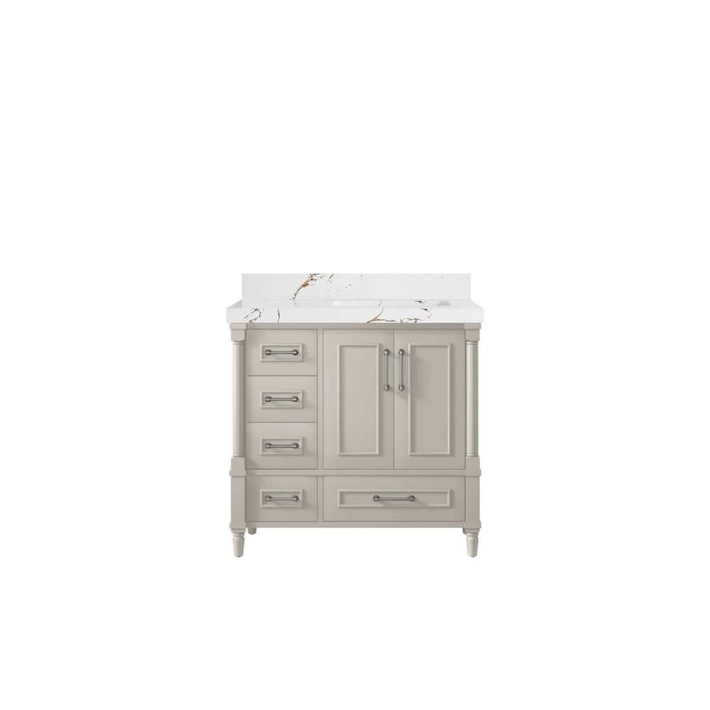Hudson 36 in. W. x 22 in. D x 36 in. H Single Right Offset Sink Bath Vanity in Fine Grain with 2 in. Viola Brown Qt. Top price history on PriceWatchPro