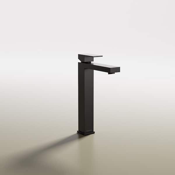 GOUGH Single-Hole Single-Handle Vessel Bathroom Faucet in Matte Black, 12 in. Tall Faucet