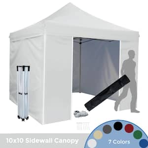 10 ft. x 10 ft. White Commercial Pop Up Canopy Tent Waterproof & UV Protection,