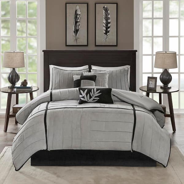 Madison Park Meyers 7-Piece Grey Polyester Full Comforter Set