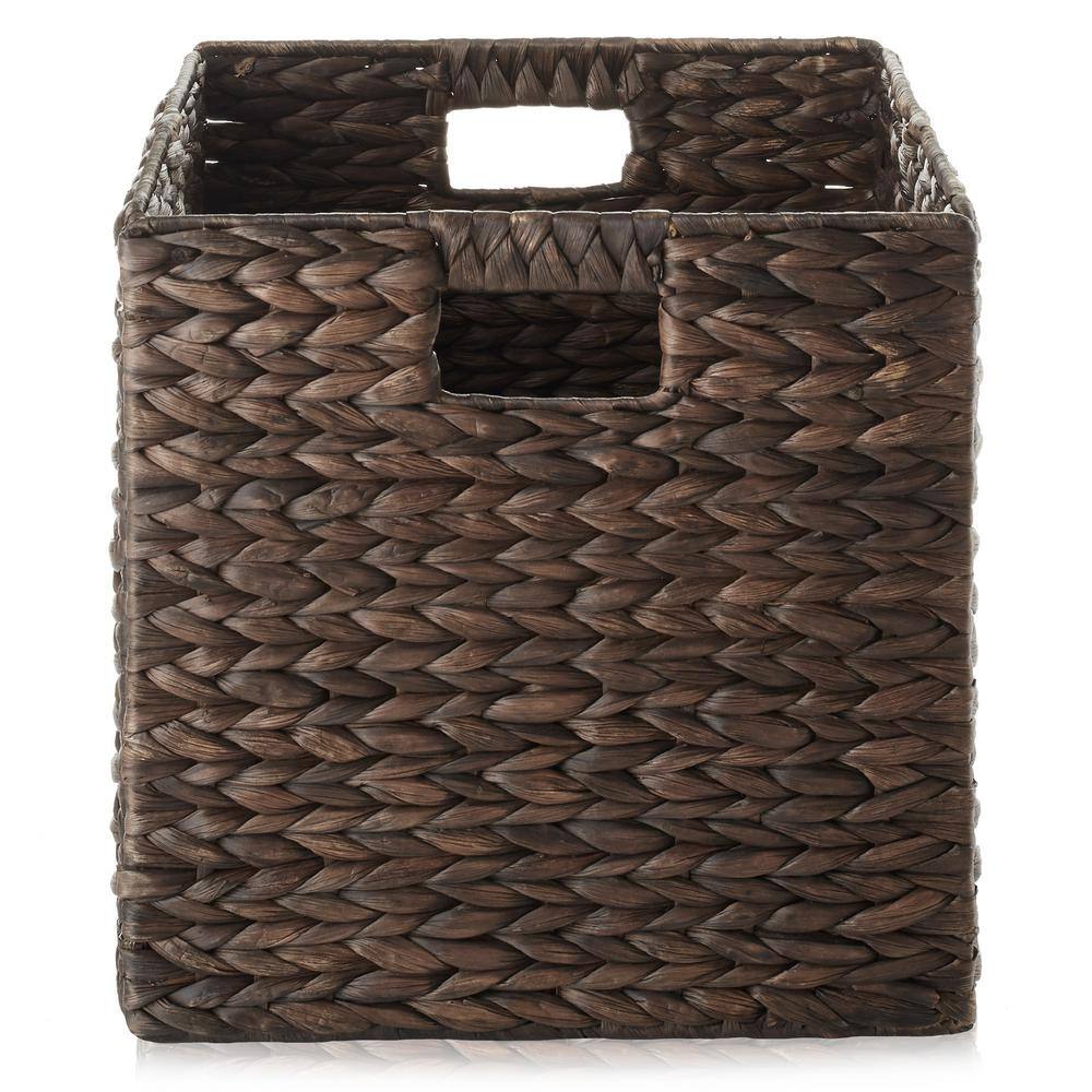 Espresso Water Hyacinth Handwoven Storage Baskets, Set of 4