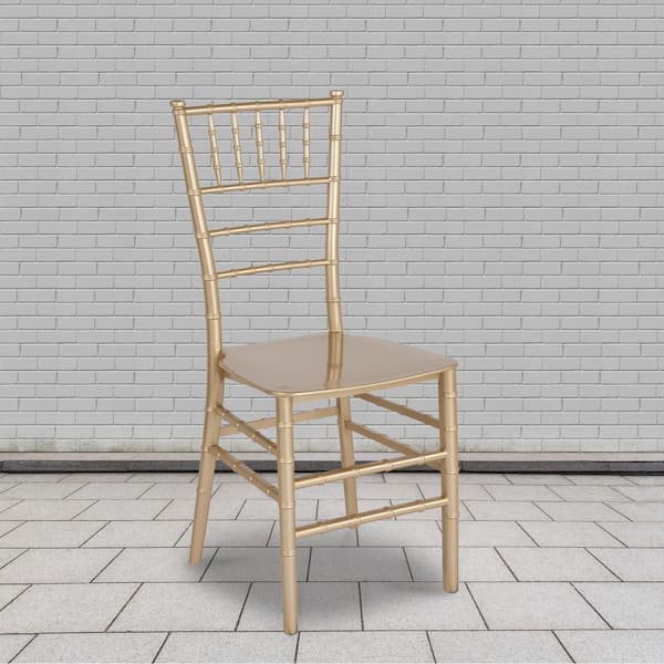 Gold Flat Seat Resin Chiavari Chairs (Set of 2)