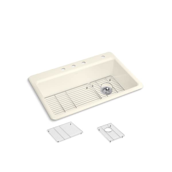 Riverby 33 in. drop-in single-bowl kitchen sink in Biscuit
