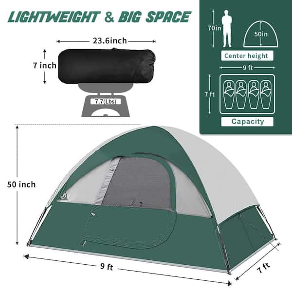 Cesicia 4-Person Forest Green Waterproof Windproof Set up-Portable