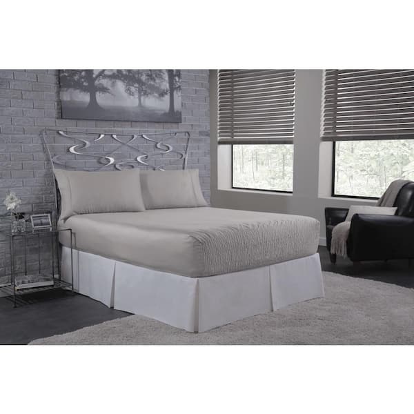 BedTite Absolutely Fitting 4-Piece Silver Solid Jersey Knit Cotton Full Sheet Set