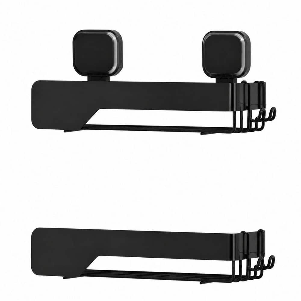 Wall Mounted Suction Cup Removable Rustproof Stainless Steel Shower Caddy in Black, 2 Pack, Large Capacity price history on PriceWatchPro