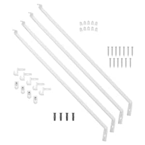 16 in. D x 96 in. W x 12.625 in. H White Wire Fixed Mount All-in-One Hardware Kit for 6 ft.-8 ft. Reach-in Closet System