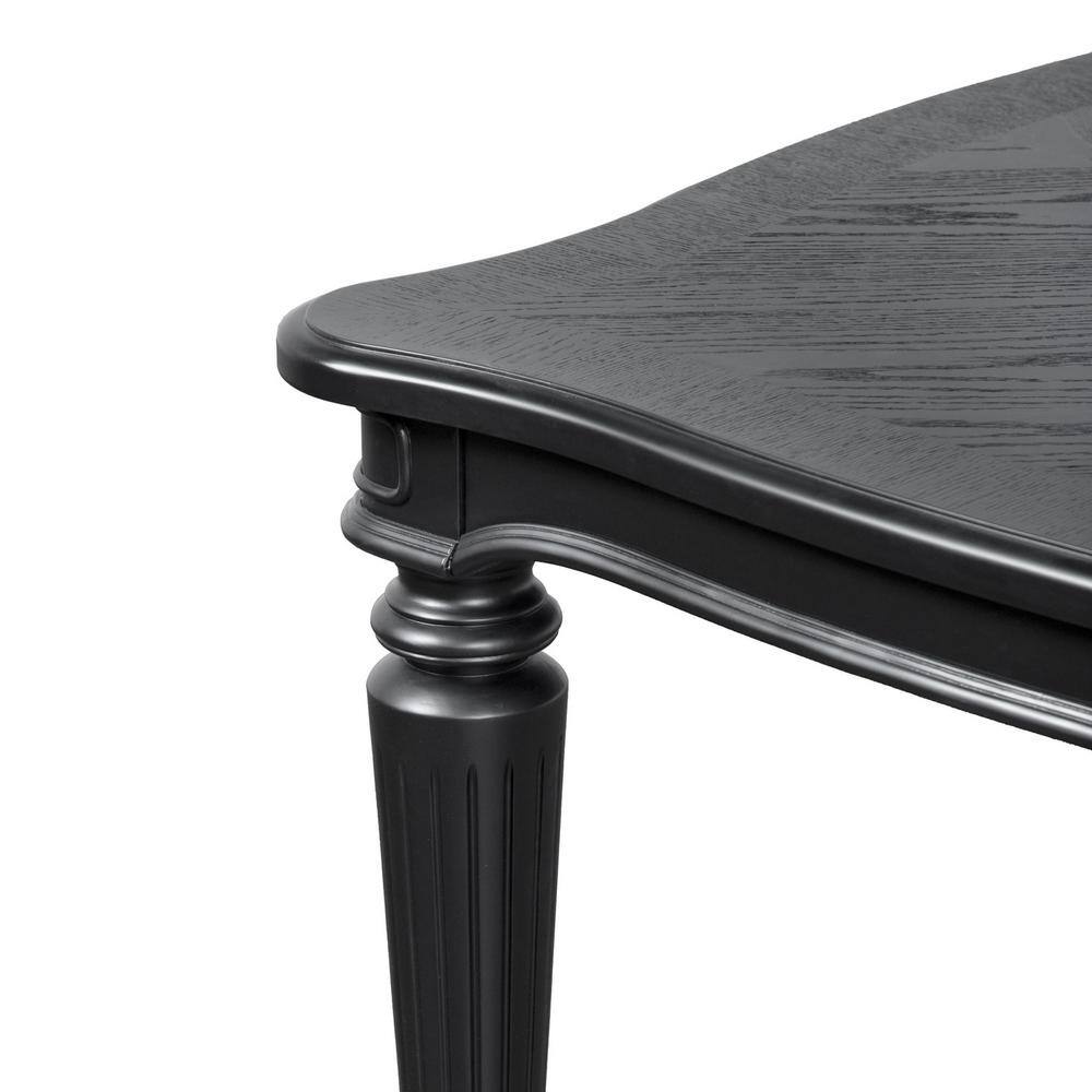 Seabliss Black Wood Veneer Rectangular Dining Table with Fluted Legs