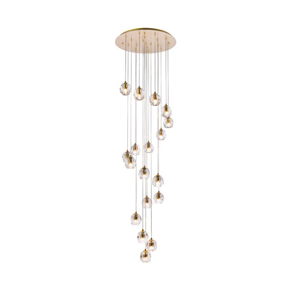 Timeless Home 19.7 in. L x 19.7 in. W x 3.7 in. H 18-Light Gold with Clear Crystal Modern Pendant