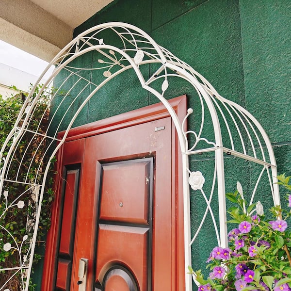 98.4 in. x 59 in. Metal Garden Arch Trellis with 8 Styles Arbor for Climbing Plants in White