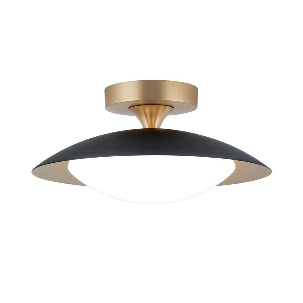 15.7 in. Modern Round Painted Matte Black Semi Flush Mount Ceiling Light Integrated LED Dimmable 2700K-6500K with Remote price history on PriceWatchPro
