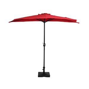 FIJI 9 ft. Market Half Patio Umbrella with 50 lbs. Concrete Base in Red