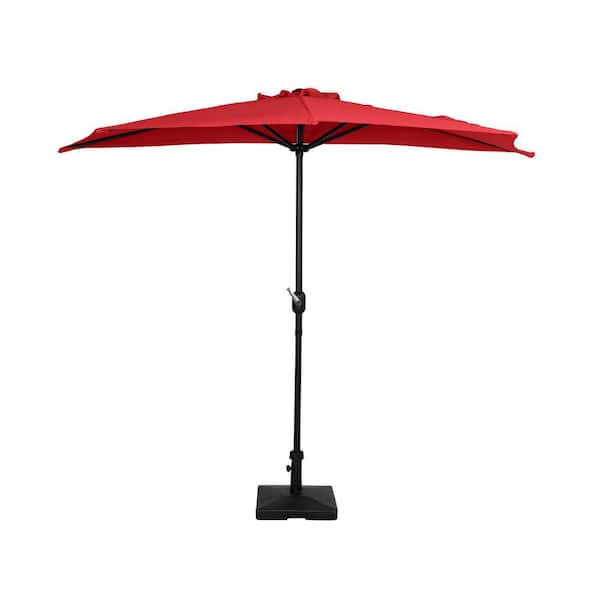 WESTIN OUTDOOR FIJI 9 ft. Market Half Patio Umbrella with 50 lbs. Concrete Base in Red