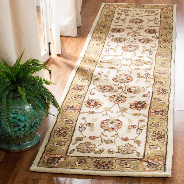 Total Performance 2 ft. x 9 ft. Ivory/Beige Floral Border Runner Rug