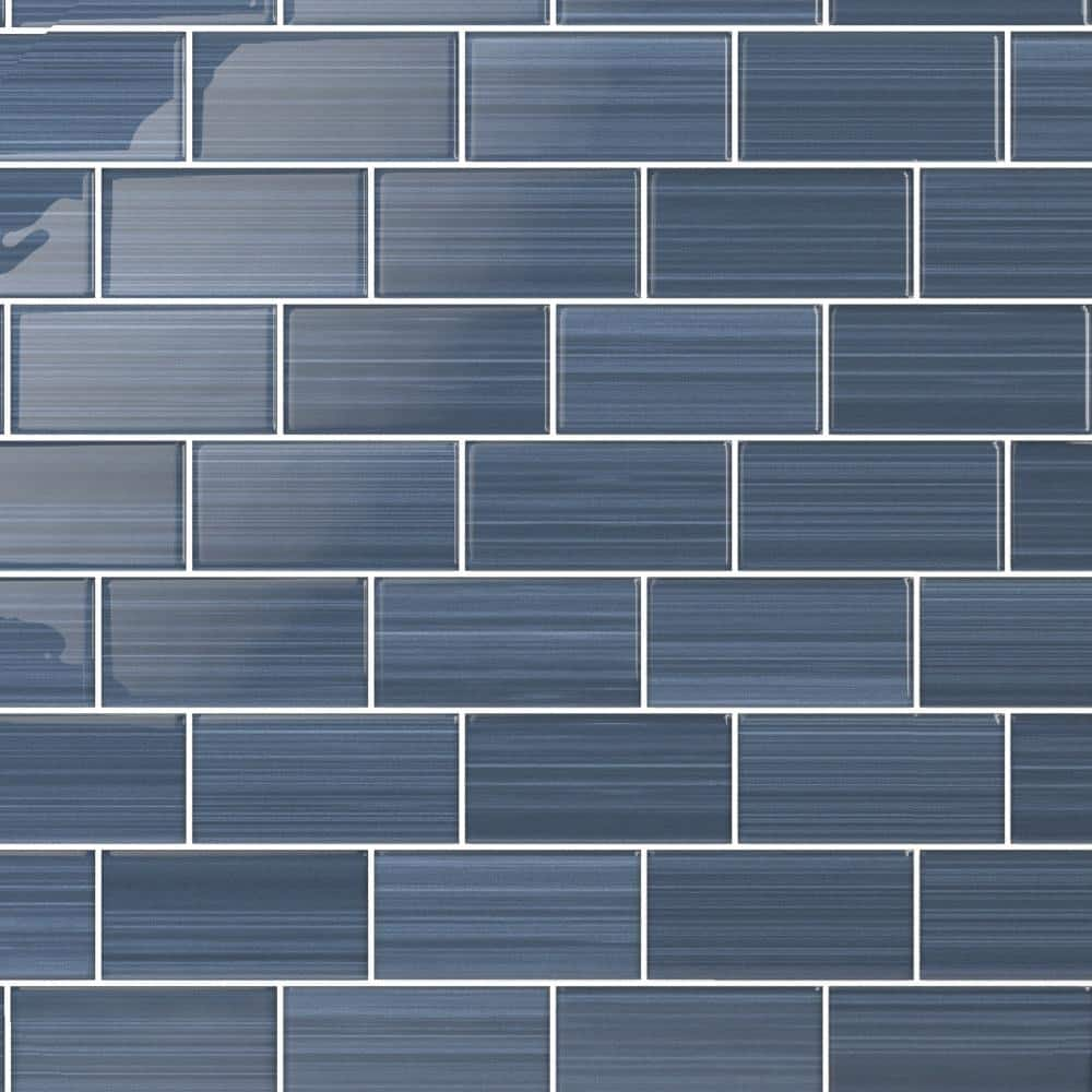 Bodesi Hand Painted Rectangular 3 in. x 6 in. Coastline 80 glass tile ...