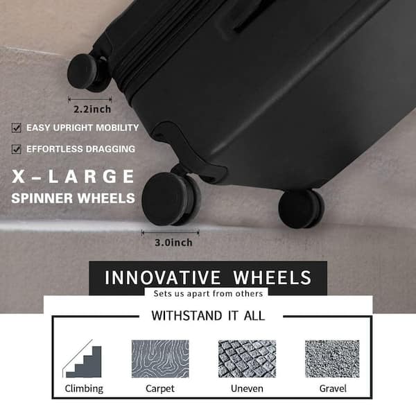 imiomo Carry on Luggage, 20 IN Carry-on Suitcase with Spinner Wheels,  Hardside 3PCS Set Lightweight Rolling Travel Luggage with TSA  Lock(20/Black)