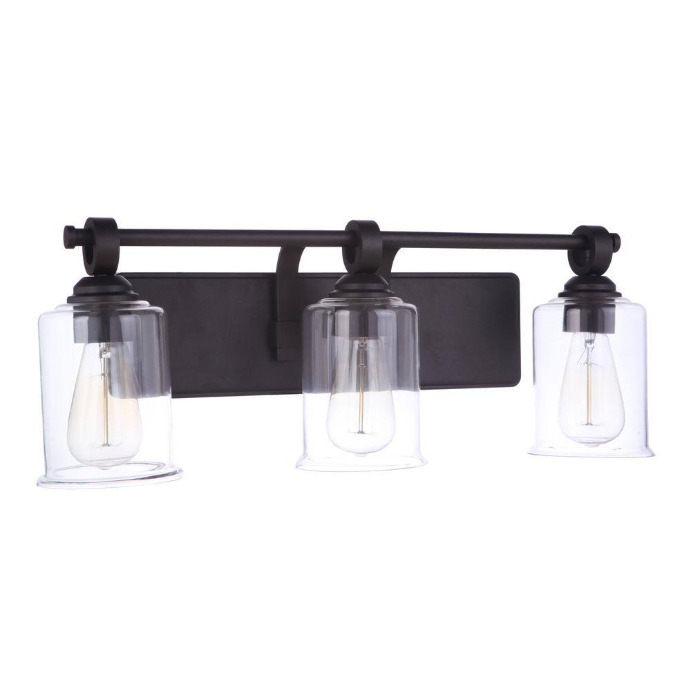 Espresso Nickel 3-Light Cylindrical Outdoor Vanity Fixture