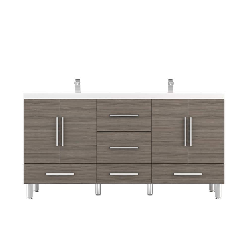 Ripley 67 in. W x 19 in. D x 36 in. H Vanity in Gray with Acrylic Vanity To