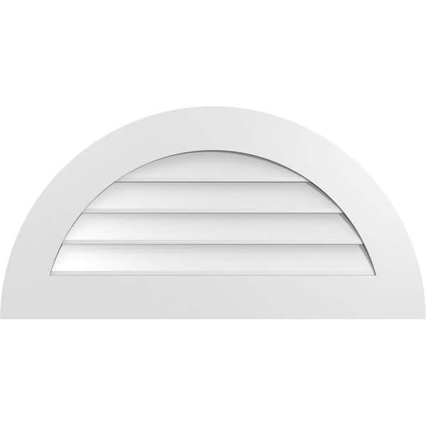 Ekena Millwork 34 in. x 17 in. Half Round Surface Mount PVC Gable Vent: Decorative with Standard Frame