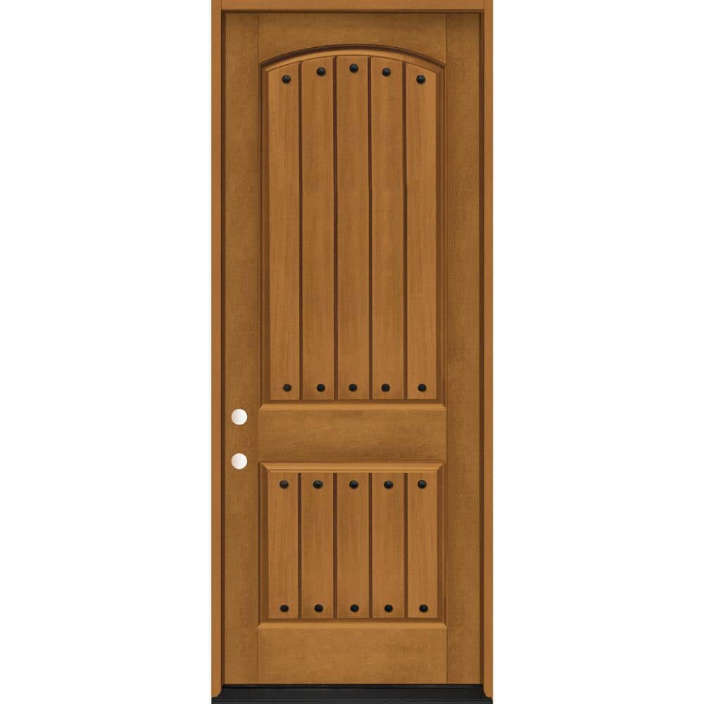 Regency 36 in. x 96 in. 2-Panel Plank RHIS Autumn Wheat Stain Fiberglass Prehung Front Door with Clavos price history on PriceWatchPro