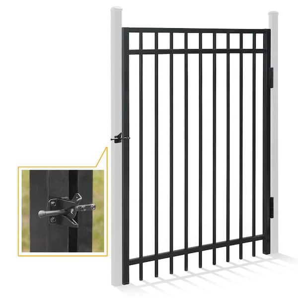 Fencer Wire 4 ft. x 5 ft. Flat Top Anti-Rust Metal Fence Gate, Decorative Garden Gate (Single set)