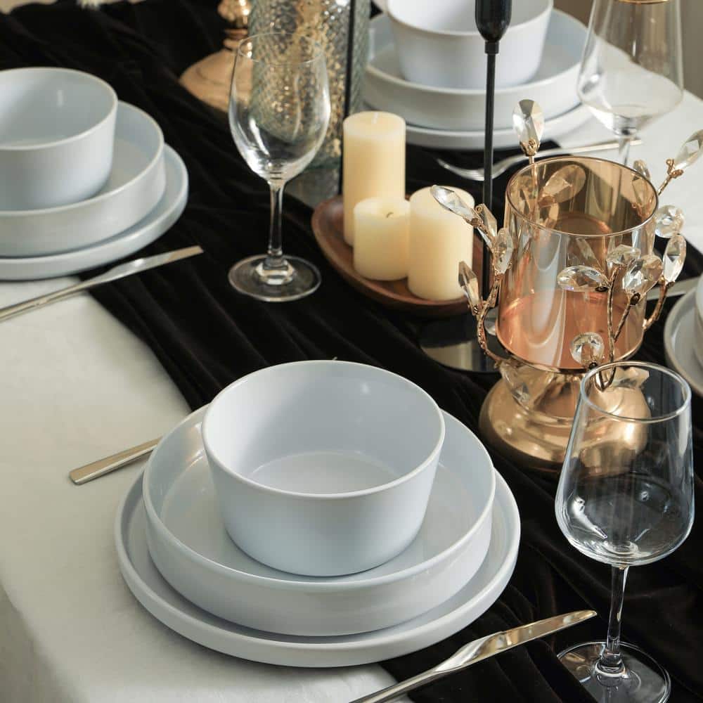 Celina 12-Piece Dinnerware Set Stoneware, Service for 4, White