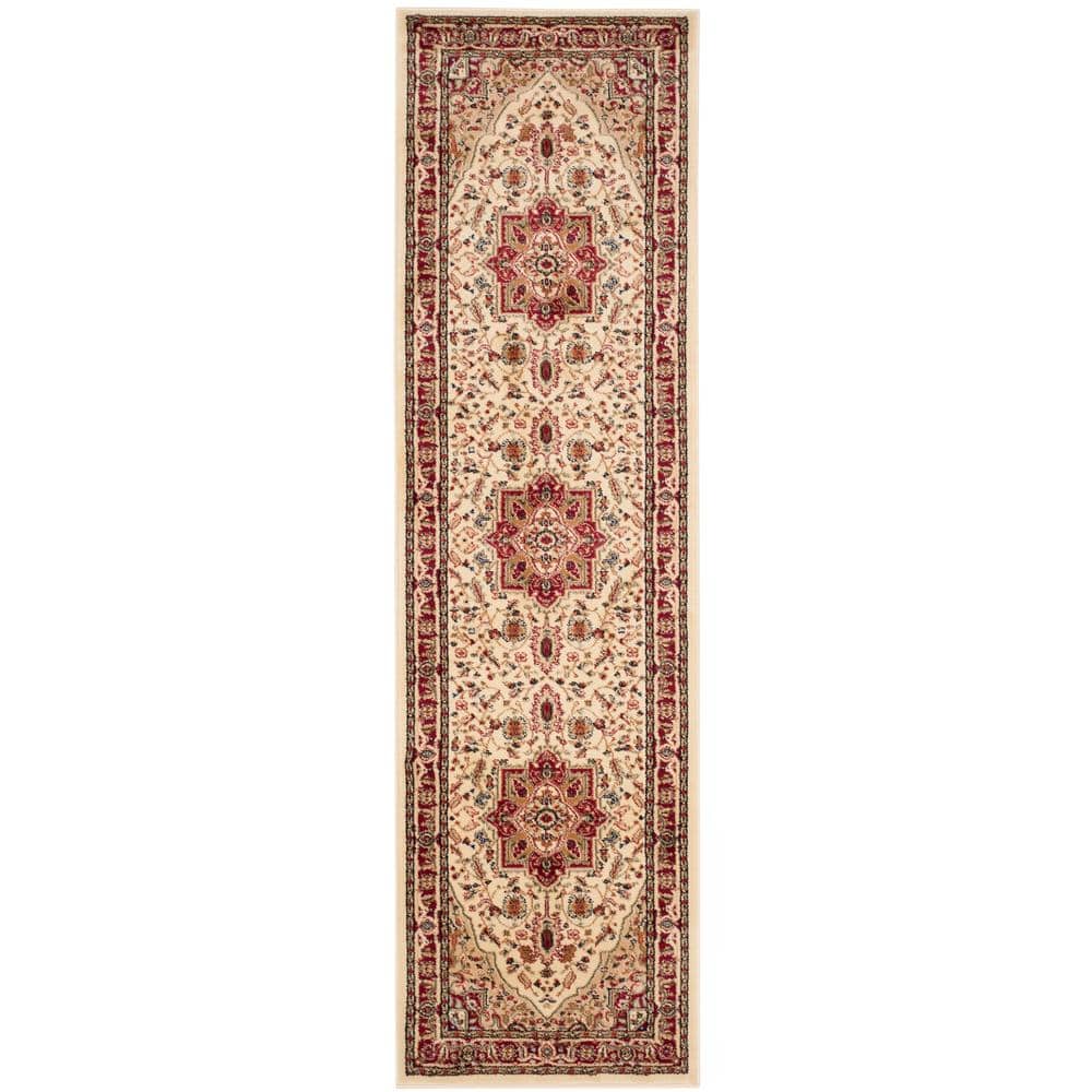SAFAVIEH Lyndhurst Ivory/Red 2 ft. x 18 ft. Border Runner Rug LNH330A ...
