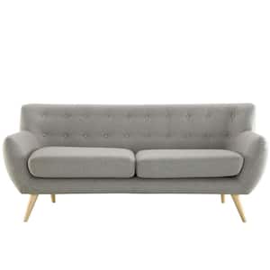 Remark 74 in. Light Gray Polyester 3-Seater Tuxedo Sofa with Square Arms