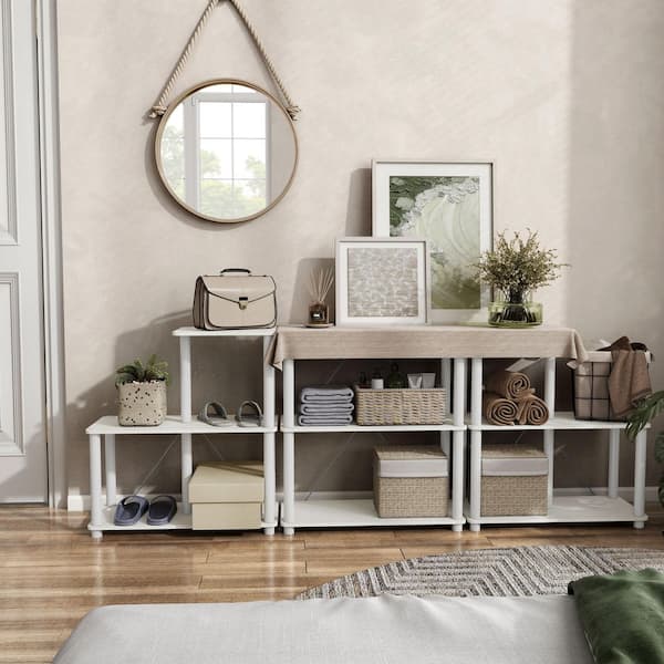 Quincy 30.1 in. Tall White Engineered Wood Wide 3-Shelf Modular Bookcase With Support Rods